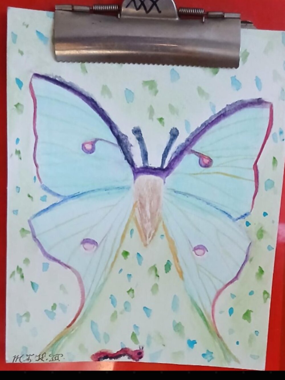Moth and Caterpillar original watercolor by The Chef Dr. Mark Twain